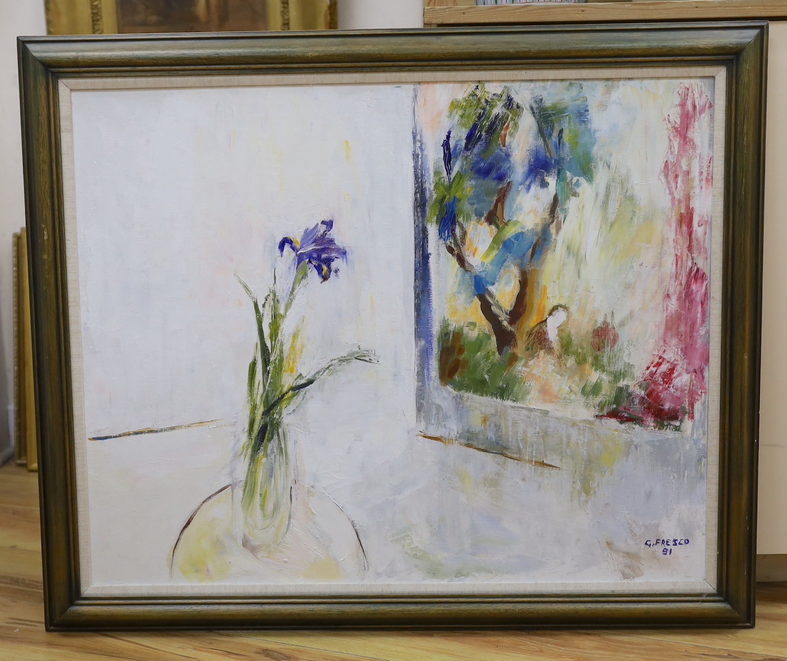 Giuliana Presco, oil on canvas, ‘The Waiting’, signed and dated ’91, 60 x 75cm